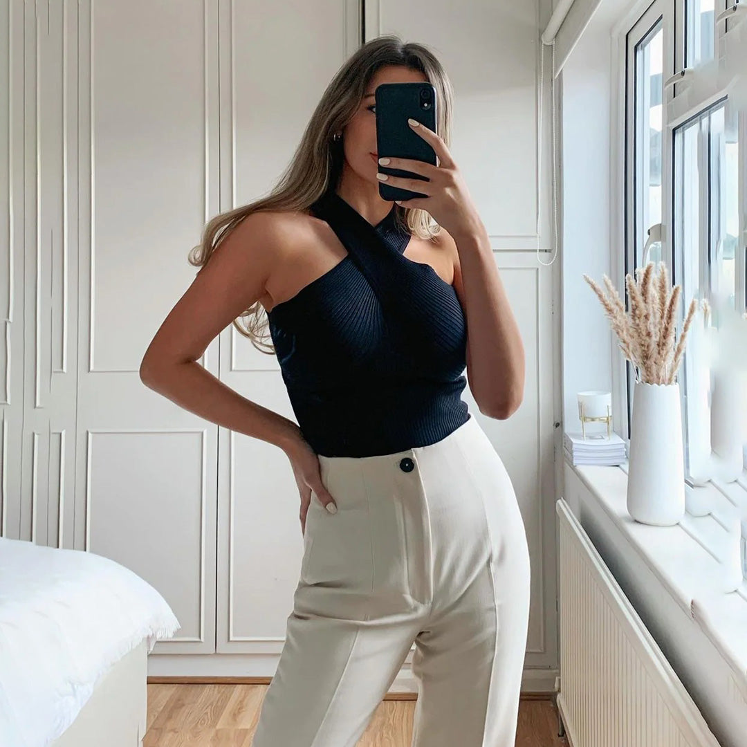 Isidora | Elegante top met gekruiste band