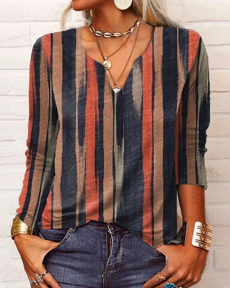 Aubrey | Top met Printje en Lange Mouwen