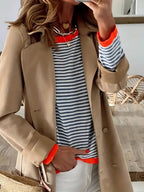 Genimah | Gestreept Sweatshirt met Oranje Details